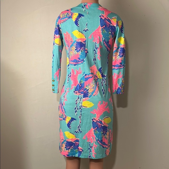 Lilly Pulitzer RIVA DRESS Shorely Blue Sandstorm FISH SEALIFE Sz S - Picture 9 of 15
